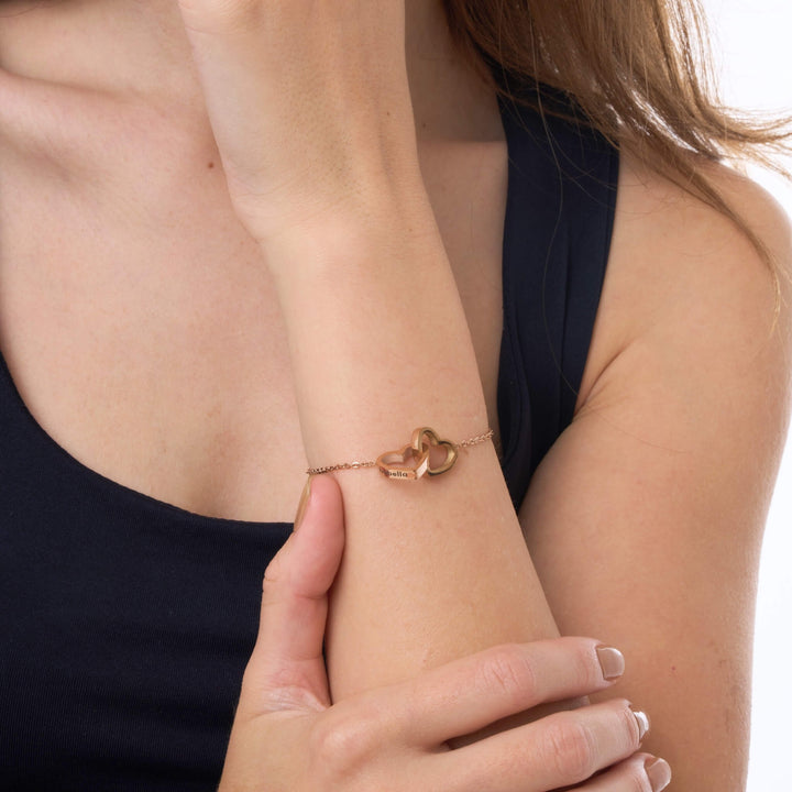 Personalised Double Hearts Bracelet