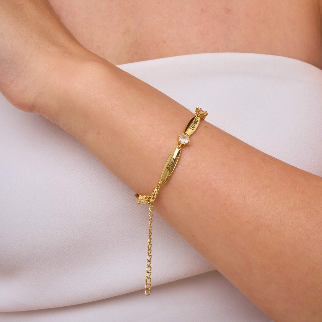 Pulsera de Barras con Cristales Personalizada