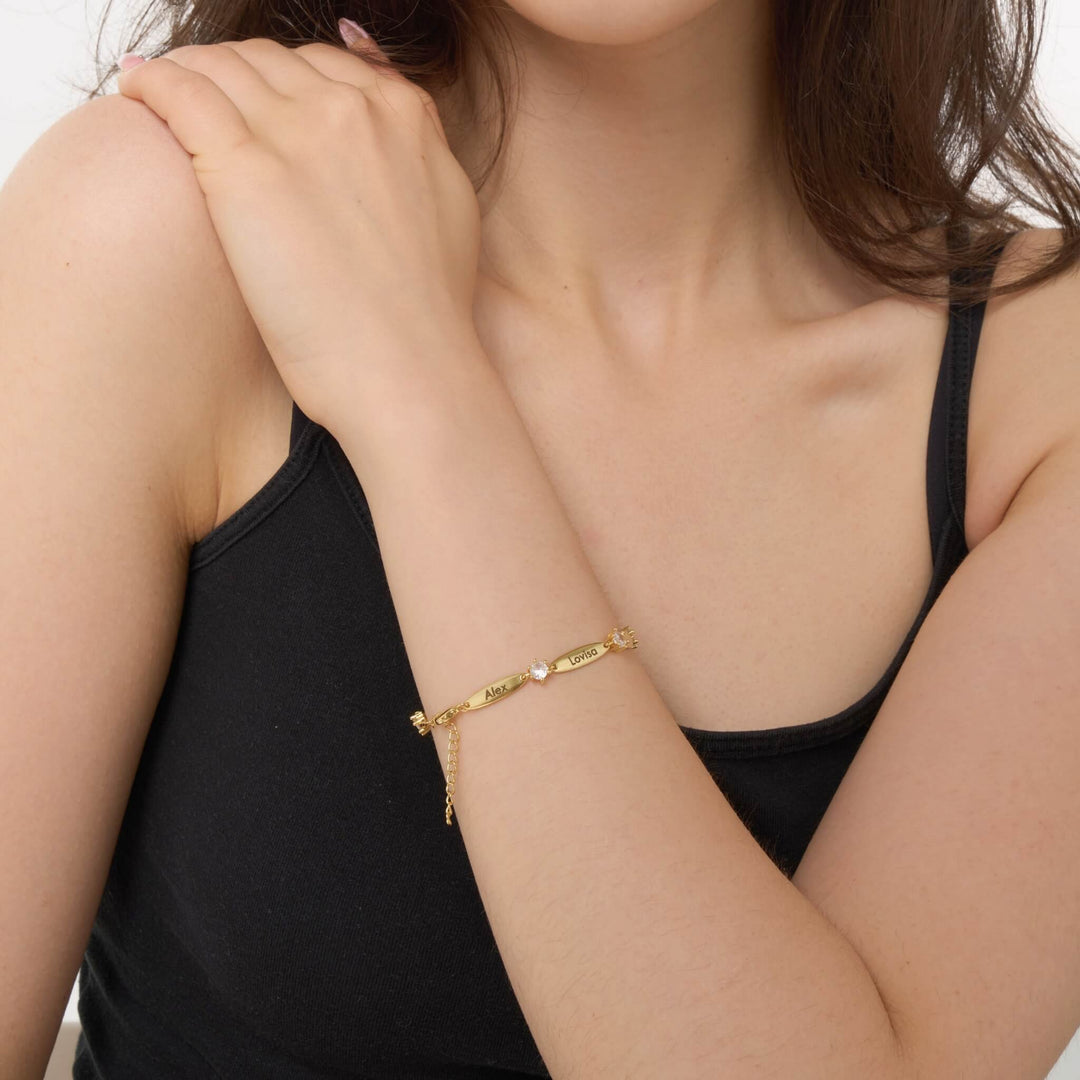 Pulsera de Barras con Cristales Personalizada