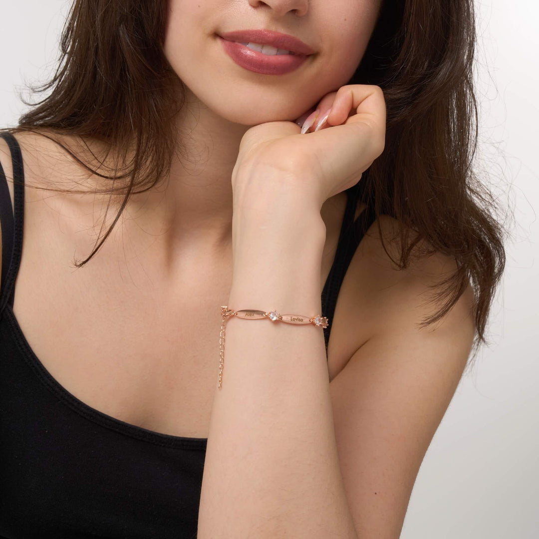 Pulsera de Barras con Cristales Personalizada